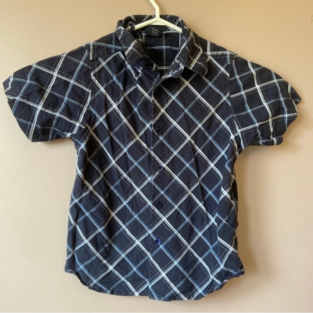 ✨3/$20✨ next Boys Navy Blue Short Sleeve Button Up Shirt